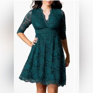 Kiyonna Mademoiselle A-Line Lace Cocktail Dress Sz Large Emerald Green NWT